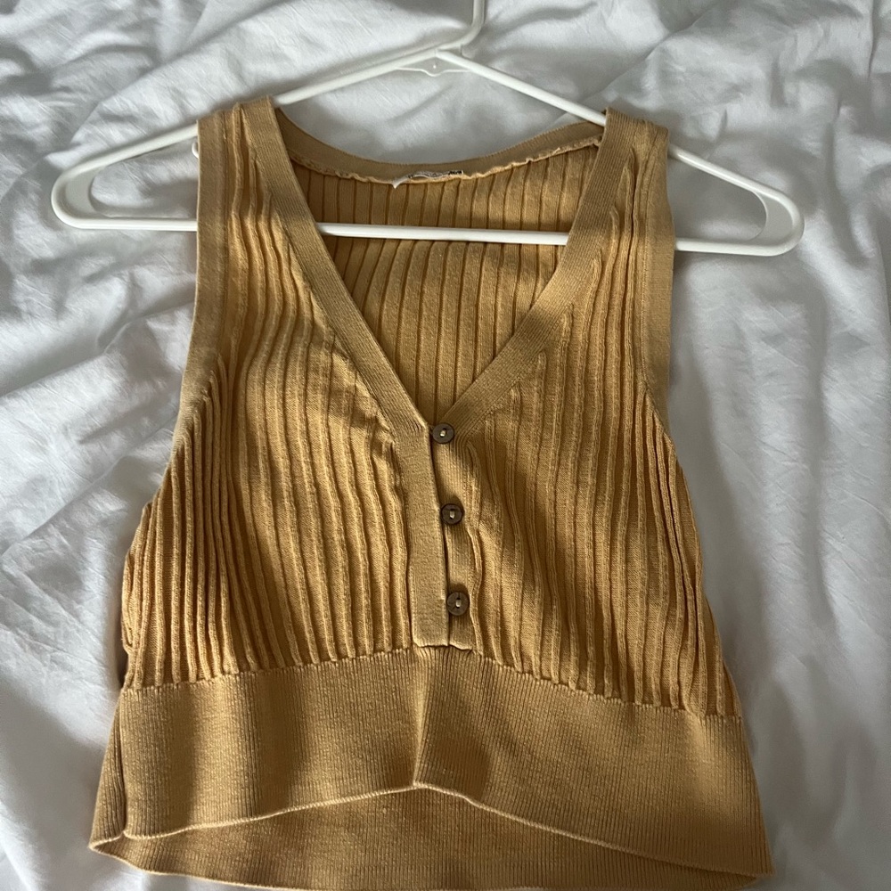 free people cropped button vest